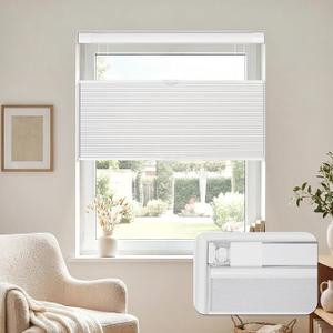 No Drill Top Down Bottom Up Blackout Cellular Shades 29" W x 64" H
Cordless Lightweight Honeycomb Blinds for Windows, 3 Steps to Install, 1.1 Inch Window Depth Need, Get Privacy & Adjust Light