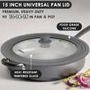 13-14-15 in Universal Pan Lid, Extra Large Silicone Pot Lid for Pots, Pans & Skillets, Replacement Frying Pan Lid with Heat Resistant Silicone Knob, Dishwasher Safe, Grey