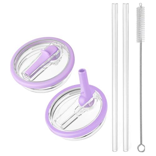 2 Pack 40 oz Tumbler Flip Straw Lid Replacement fit for HydroJug, Spill Proof Splash Resistant Tumbler Lids,Reusable Leak Proof Tumbler Cover for Cup Accessories (Purple)