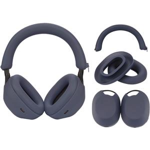 Adhiper Silicone Sweat Case Cover for Sony WH-1000XM5 Headphones,Embody Headphone Case Covers for Earpads/Headband/Shell, Sweatproof Soft Silicone AccessoriesBlue