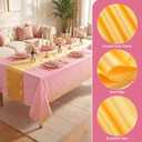 8 Pack Pink and Gold Plastic Tablecloths and Table Runner Set, Pink Gold Disposable Tablecloth Waterproof Wrinkle-Resistant Satin Table Runner for Wedding Birthday Graduation Bridal Shower Holidays