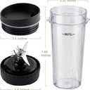 Equust 5-piece Blender Cups Replacement for Ninja Single Serve 16oz Cups with Sip & Seal Lids, 6 Fins Extractor Blade Compatible with Ninja Blenders Pro BL660 BL663 BL663CO BL665Q BL740 BL770