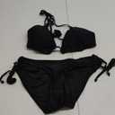 American Trends Women's String Two Piece Halter Top Triangle Bikini Set with Tie Side Bottom Sexy Swimsuit Bathing Suits (8-10, 01 Black)