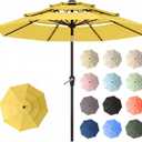 10ft Patio Umbrella, 3 Tier Outdoor Market Table Umbrellas with 8 Fiberglass Ribs and Push Button Tilt, Windproof, Vented Canopy, UV Protection for Deck, Pool, Backyard