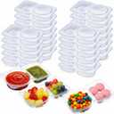 25 Pcs Pack Snack Containers with Lids, 5 oz Double Compartment Plastic Food Containers, Portable Divided Snack Cups for School, Office, Meal Prep, Sauces, Dips, On-the-go Camping (Clear)