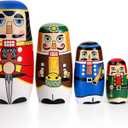 AMOR PRESENT Nutcracker Nesting Dolls, 5pcs Russian Matryoshka Dolls Christmas Nutcracker Figures Handmade Wooden Set (Multicolor)
