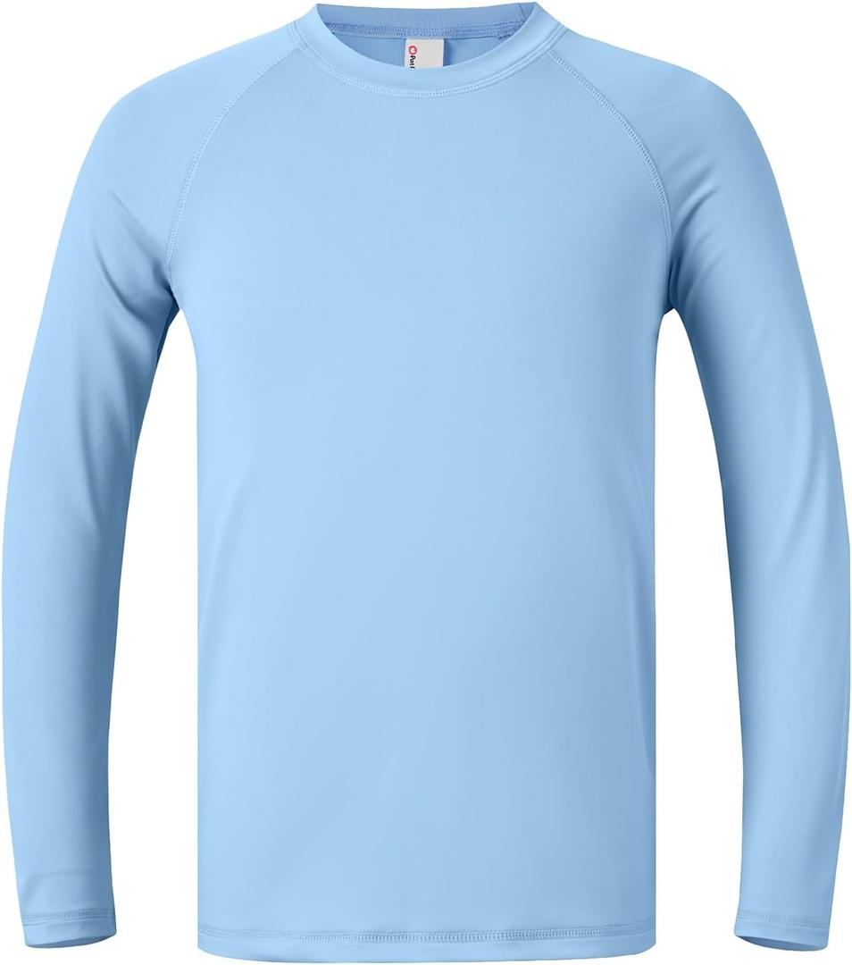 PATPAT Boys UPF 50+ Rash Guard Swim Shirt Long Sleeve Dry Fit Shirts 5-16Y | UV Sun Protection Rash Guard Swimwear SPF Water Beach Surf Quick Dry Shirts For Youth Teen Little Kids
