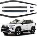 Side Window Visor 6 Piece Set for Toyota RAV4 2019 2020 2021 2022 2023 2024 Safe RAIN Out-Channel Guard Deflector Window Deflectors Vent Deflectors (for RAV4 19-24 6-Piece Chrome)