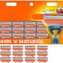 24Pcs Premium Razor Blades for Men compatible gillette fusion 5 blades refills -5-Layer Stainless Steel Refills Compatible with Fusion 5 Style Razors,Smooth Shaving Replacement Cartridges Value Pac
