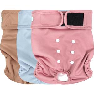 wegreeco Washable Dog Diapers Female Highly Absorbent Reusable Diapers for Doggie in Heat Dog Period for Heat Cycle, 3 Pack (Small)