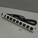 CCCEI Corner Mount Angle Power Strip, Under Cabinet Heavy Duty 8 Outlets Power Strip 20Amp, Metal Underneath Desk Plug Surge Protector, Wall Mountable, for Garage, Shop, Kitchen. 15FT Extension Cord.