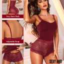 RSLOVE Sexy Lingerie Set for Women - Lace Floral Lingerie High Waist Sleepwear Bra and Panty 2 Piece Sets Pajamas Nightwear (Red, S)