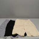 Riyiper 3 Pack Women's Linen Shorts Elastic High Waist Bermuda Wide Leg Summer Casual Lounge Short with Pockets (Medium, Apricot, Gray, Black)