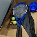 ZHUOKECE Adult Tennis Racket Set of 2 Players with Bag for Beginners, Blue