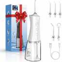 Water Dental Flosser Cordless for Teeth, 350ML Water Dental Flosser Teeth Pick 4 Modes Portable Oral Irrigator with 4 Jet Tips Rechargeable Flossers Oral Irrigator IPX7 Waterproof for Home Travel (White)