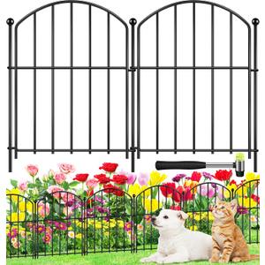 Decorative Garden Fence 17in (H) x30ft (L), Arched Rustproof Metal No Dig Fence for Dogs & Rabbit, Ornamental Animal Barrier for Flower Beds, Border Panels Fencing for Yard & Patio Outdoor Decor