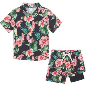 UNICOMIDEA Boys 4th of July Outfits Kids Patriotic Independence Day Tropical Short Sets for 5-12 Years (7-8 Years)