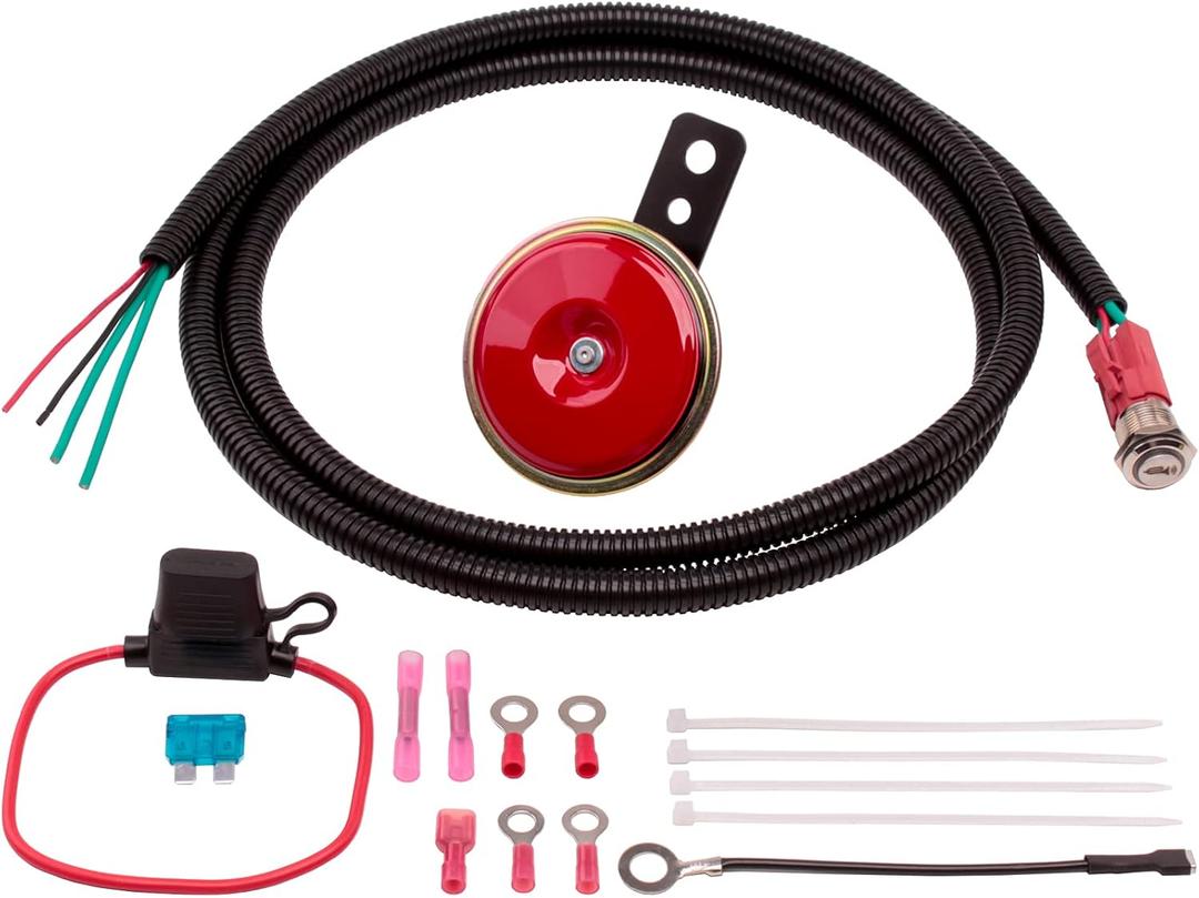 FARBIN UTV Horn Kit with Wire harness and Button Switch for Polaris RangerRZR Golf Cart,Can-Am Maverick Kawasaki Motorcycles Side by Side Dune Buggy Sportsman Sand Rail,etc