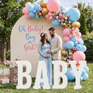 Sliner 4 Pcs Large Baby Letters Foldable Decor for Baby Shower Gender Reveal Maternity Newborns Infant Party Supplies Kt Board 2.3 ft Birthday Party Nursery Room Recyclable Easy to Install