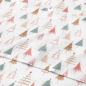 Flannel Christmas Sheets - 100% Cotton Flannel Sheet Set - Queen Size - Extra Soft & Cozy - Thick Warm Heavyweight Winter Bed Set - Deep Pocket Holiday Bedding for Women, Men & Kids - Christmas Tree