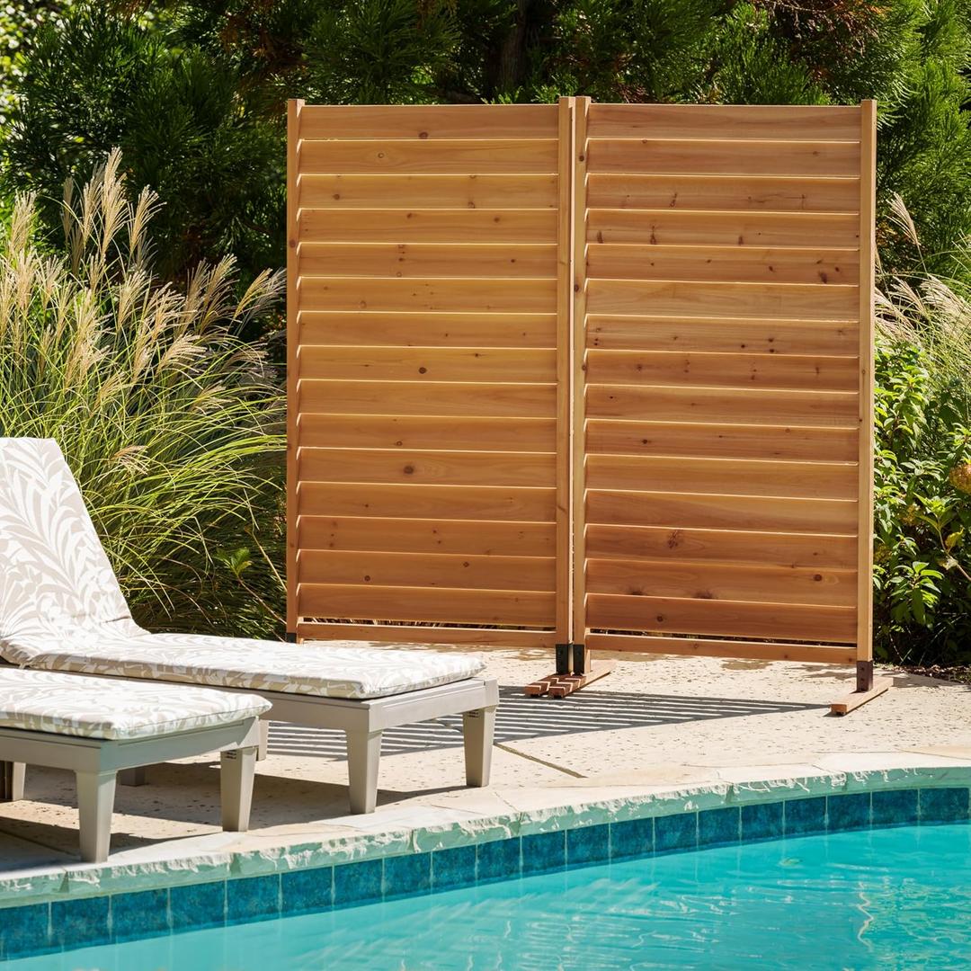 6.1ft H x 3.1ft W (1 Panel) Freestanding or Surface Mounted Enclo Privacy Screen, Wood Fence Screen, Outdoor or Indoor Decorative Privacy Panel, Great for Balcony, Patio, Deck, AZ18031