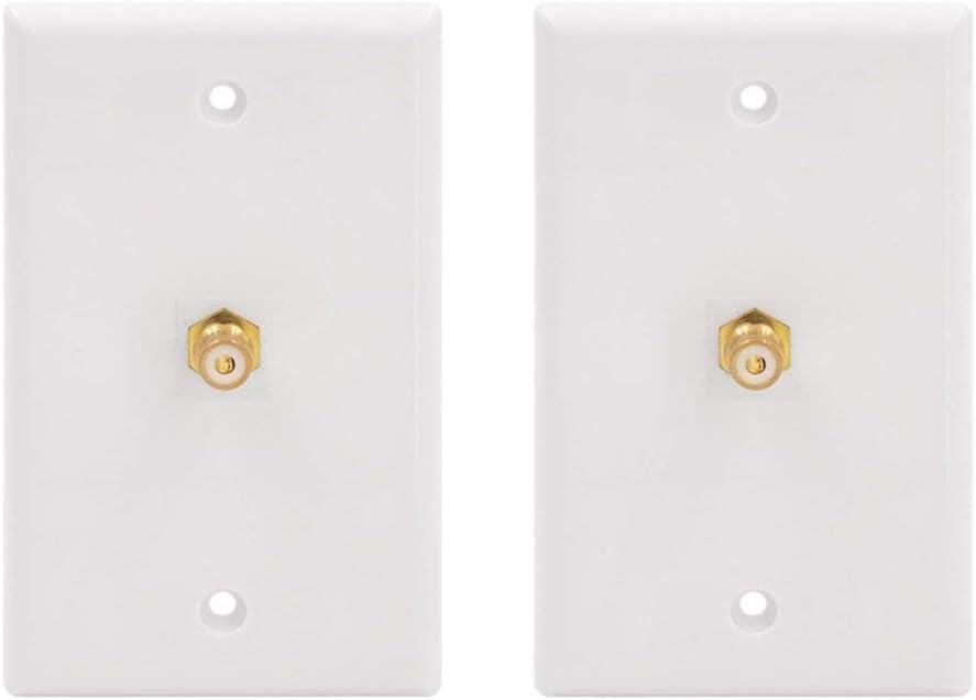 VCE RCA Wall Plate 2-Pack, UL Listed 1-Port Keystone Wall Plate with Female to Female RCA Keystone Jack Insert for Subwoofer Audio Port, White