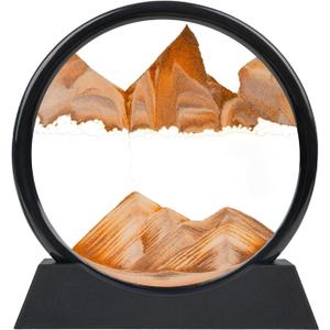 Sand Art Liquid Motion Decor - 10 Inch Orange Moving Sand Art, 3D Flowing Dynamic Sandscape for Relaxing Desktop & Office
