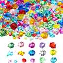 Syhood 570 Pcs 5 Sizes Multicolor Fake Crushed Ice Rocks Plastic Gemstones Acrylic Crystal Gems Diamonds Pirate Treasure for Crafting Halloween Vase Fillers Sensory Bin Fillers Centerpieces Decoration