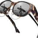 URUMQI Sunglasses Fit Over Glasses for Women, Polarized UV400 Protection Sun Glasses Trendy Round Cat Eye Shades Large Lens (A02 Matte Beige Tortoise Frame/Grey Lens)