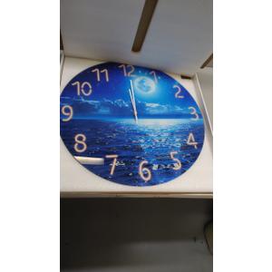 Constantplanet Big Wall Clocks Battery Operated 16 Inches or Larger Glass Moon Clock for Kitchen Blue Wall Clock Non Ticking : Home & Kitchen