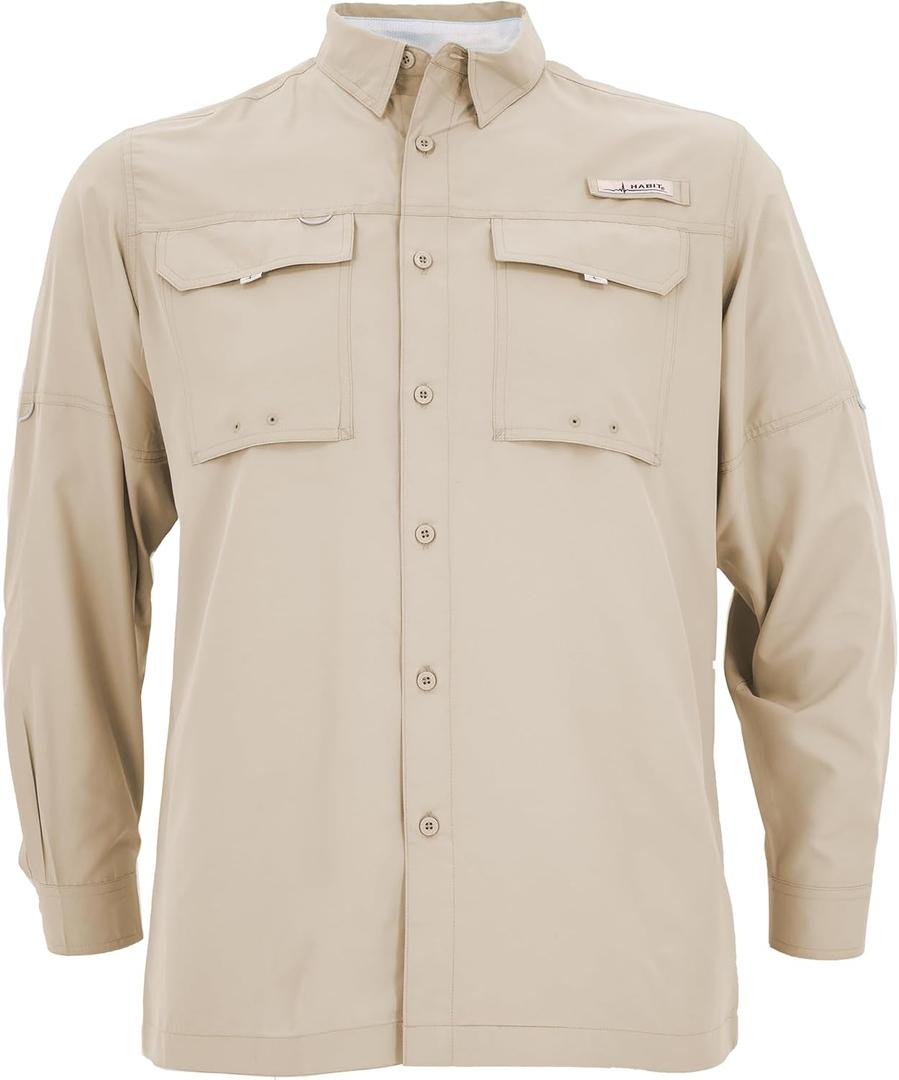 HABIT Men's Fourche Mountain Shirt Long Sleeve River Guide Fishing Shirt - UPF 40+ UV Proections (3X-Large)