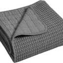 Levtex Home - Mills Waffle - Throw - Charcoal Cotton Waffle - Throw Size 50 x 60in.