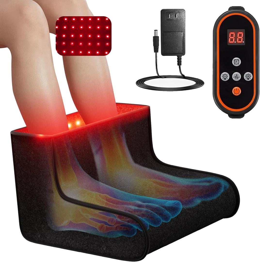 Red Light Therapy for Feet, 320 LEDs Dual Wavelength Full Coverage Red Light Therapy for Foot, Redlight Therapy for Feet & Ankle Pain with Adjustable Controller (Black)