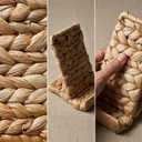 Ahyra Handwoven Water Hyacinth Phone Stand for Desk, Mid-Century Cell Phone Holder, Sturdy Tablet Stand for Office, Cute Boho Home Decor (Natural, Standard)