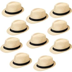 Haysandy 10 Pack 1920s Fedora Hats for Men Short Brim Sun Panama Hats for Men Women Party Costume