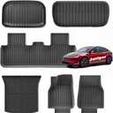 2025 2026 Tesla Model Y Juniper Floor Mats, Cargo Mats Full Sets, Non-Slip Waterproof & Easy-Clean Durable Upgraded-Lengthened Floor Liners and Cargo Trunk Mats Accessories, Set of 6 Mats