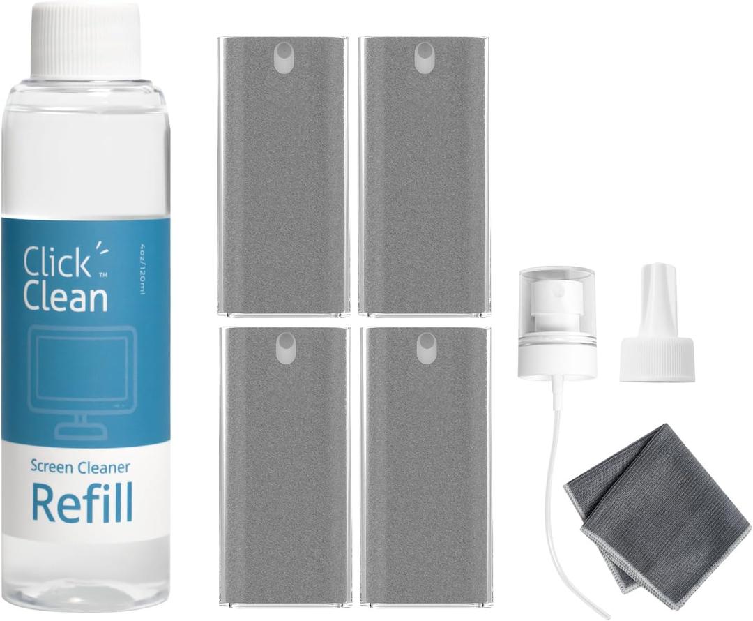 CLICK CLEAN Screen Cleaner Kit, 4 Cleaning Sprays with 4 oz Refill