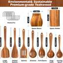 Natural Teak Kitchen Cooking Utensil Set with Holder, Wooden Spoons for Cooking, 10PCS Cooking Spatulas Set with Spoon Rest, Wooden Utensil Set for Nonstick Cookware Sturdy & Lightweight