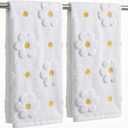 Mindsoft 2 Pcs Daisy Hand Towels for Bathroom Coquette Hand Towels 100% Cotton Absorbent Decorative Jacquard Weave Bath Decor Preppy Kitchen Decor Gift(Yellow)