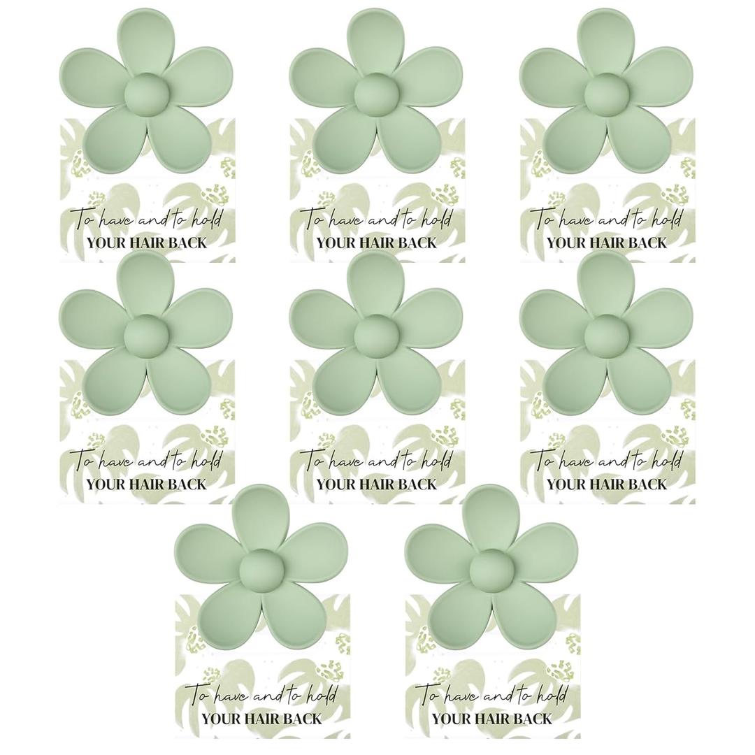 DEEKA Floral Hair Clip - 8 Pack Bridesmaid Proposal Gifts with Floral Card Hair Clips, Sage Green, for Bridesmaids Bachelorette Party Favors