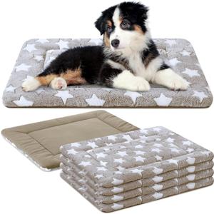 VitalCozy 4 Pcs Dog Crate Pads, Ultra Soft Warm Washable Anti-Slip Kennel Bed Mat for Pets, Reversible, Replaceable, Cozy Cage Liner for Small Medium Large Dogs and Cats(18 x 24 x 1.6 Inch,Apricot)