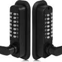 New Upgrade Double Sided Keyless Door Lock with Handle,Stainless Steel Waterproof Double Sided Keyless Door Lock (Black,with Large Cushion)