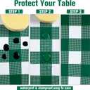Kesfey 3 Packs Green and White Checkered Tablecloths 54 x 108 Inches Disposable Plastic Gingham Tablecovers Waterproof Rectangle Picnic Party Table Covers for Birthday Party Supplies Christmas