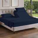 Flex Top Split Head King 4 Piece Sheet Set - Soft, Breathable & Cooling Bed Sheets Set - Hotel Luxury Bedding for Women & Men with Deep Pockets - Wrinkle Free & Fade Resistant - Oeko-Tex - Navy Blue