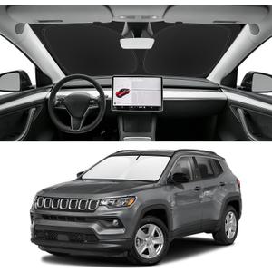 Custom Fit Windshield Sun Shade for Jeep Compass 2017-2025, Blocks UV & Heat, Front Window Sunshade Accessories, Easy Fold & Store Keep Your Car Cooler