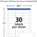 Avery Easy Peel Printable Address Labels with Sure Feed, 1" x 2-5/8" Customizable Stickers, White, 750 Blank Mailing Labels, Great for Mailing, Shipping, and More (8160)
