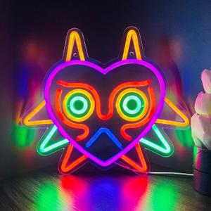 GGK Majora's Mask LED Sign LoZ Neon Sign for Room Wall Decor Gamer Gifts Zelda Mask Game Room Decor LED Neon Light for Zelda Fans (Majoras Mask)