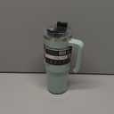 Green Stainless Steel Tumbler with Handle and Straw 40 Oz 1 Pack, Double Wall Vacuum Insulated Travel Mug for Hot and Cold Drinks