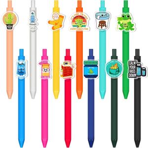 24 Pcs Halloween Pens Bulk 12 Styles Cute Cartoon Halloween Black Ink Pens Novelty Funny Stationeries with Sayings for Adults Party Office Supplies(Classic)