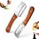 Multifunctional Vegetable Peeler 3-in-1, Julienne Peeler, Fruit Peeler Knife with Ergonomic Wood Handle, Stainless Steel Blade for Efficient Peeling, Grating & Slicing2PCS)